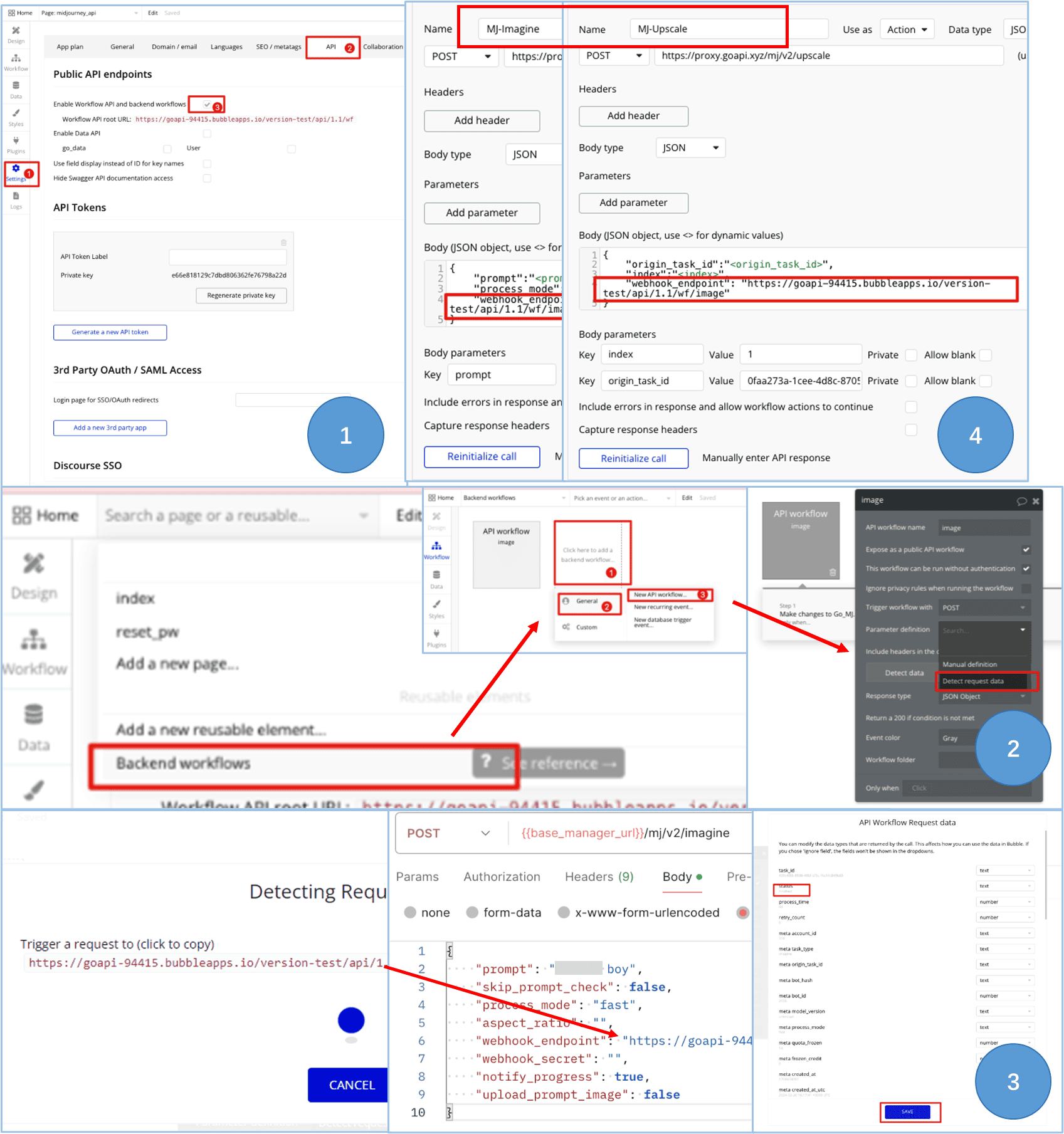 an illustration of initializing, setting up and adding address parameters for the webhook implementation